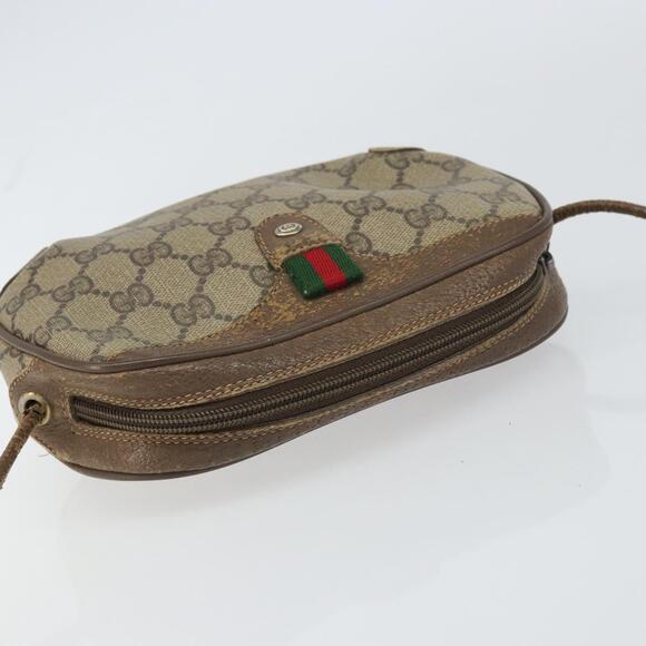 GUCCI GG Supreme Web Sherry Line Bag PVC Beige Gold 89 02 066 Auth 156823 - Picture 6 of 16